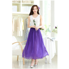 Colorful Women's Tulle Skirt Elastic Waist Silk Chiffon Pleated Long PY3 UBY