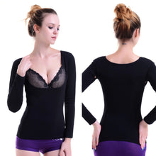 Comfort Women Low-cut Body Shaper Seamless Slim Long Sleeve Shapewear Bodysuit Warm Thermal Shirt UBY