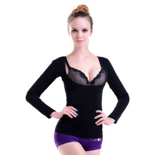 Comfort Women Low-cut Body Shaper Seamless Slim Long Sleeve Shapewear Bodysuit Warm Thermal Shirt UBY