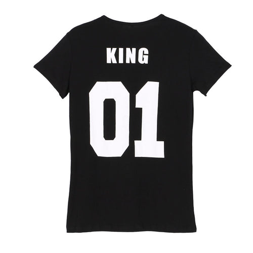 Cool Couple T Shirts King Queen 01 Funny Letter Print Couples Leisure T-shirt Women Man Tshirt Short Sleeve O neck T-shirt UBY