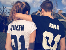 Cool Couple T Shirts King Queen 01 Funny Letter Print Couples Leisure T-shirt Women Man Tshirt Short Sleeve O neck T-shirt UBY