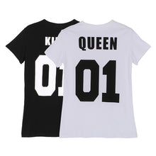 Cool Couple T Shirts King Queen 01 Funny Letter Print Couples Leisure T-shirt Women Man Tshirt Short Sleeve O neck T-shirt UBY