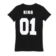Cool Couple T Shirts King Queen 01 Funny Letter Print Couples Leisure T-shirt Women Man Tshirt Short Sleeve O neck T-shirt UBY