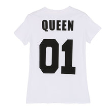 Cool Couple T Shirts King Queen 01 Funny Letter Print Couples Leisure T-shirt Women Man Tshirt Short Sleeve O neck T-shirt UBY