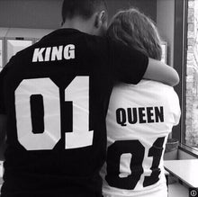 Cool Couple T Shirts King Queen 01 Funny Letter Print Couples Leisure T-shirt Women Man Tshirt Short Sleeve O neck T-shirt UBY