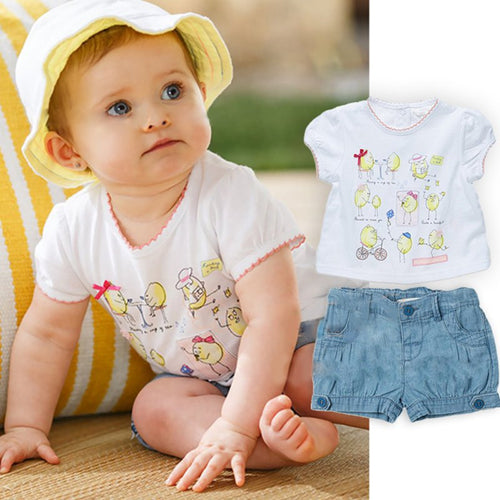 Cotton Baby Girls Boys Summer Suit Topsshort Jean pants boys girls Outfit Clothing Set UBY
