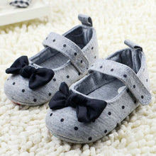 Cute Baby Girls Slip-On Cotton Cloth Prewalker Gray Polka Dot Crib Shoes UBY