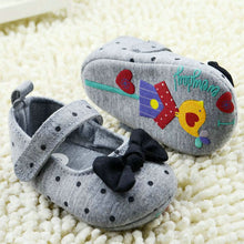 Cute Baby Girls Slip-On Cotton Cloth Prewalker Gray Polka Dot Crib Shoes UBY