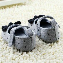 Cute Baby Girls Slip-On Cotton Cloth Prewalker Gray Polka Dot Crib Shoes UBY