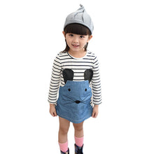Cute Baby Kids Dress Toddler Girls Long Sleeve Striped Patchwork Denim Dress 2-6Y UBY