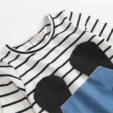 Cute Baby Kids Dress Toddler Girls Long Sleeve Striped Patchwork Denim Dress 2-6Y UBY