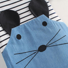 Cute Baby Kids Dress Toddler Girls Long Sleeve Striped Patchwork Denim Dress 2-6Y UBY