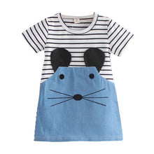 Cute Baby Kids Dress Toddler Girls Long Sleeve Striped Patchwork Denim Dress 2-6Y UBY