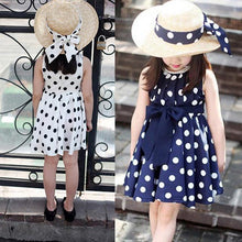 Cute Fashion New Kids Girls Chiffion Dress Polka Dot Pleated Sundress Bowknot Belt Sleeveless Dress Summer dresses UBY