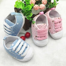 Cute Love Polka Dot Print Crib Shoes Boys Girls Laces Up Anti-Slip Sneaker UBY