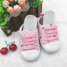 Cute Love Polka Dot Print Crib Shoes Boys Girls Laces Up Anti-Slip Sneaker UBY