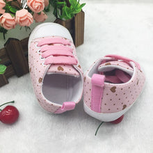 Cute Love Polka Dot Print Crib Shoes Boys Girls Laces Up Anti-Slip Sneaker UBY
