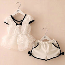 Cute Pincess Kids Baby Girls White Lace TopsBowknot Shorts Pants 2PC Set Hot UBY