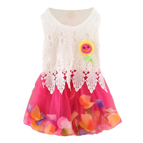 Cute Princess Baby Girls Sleeveless Floral Tutu Tulle Cotton Dress for 0-4Y UBY