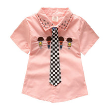 Cute Toddler Kids Boys Girls Children Cotton Collared Short-sleeved T-shirt 1-5Y UBY