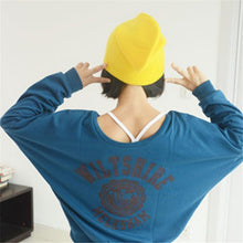 Cute Warm Plain Beanie Hats Women Cap Slouchy Knit Hat Capulti-Colored UBY