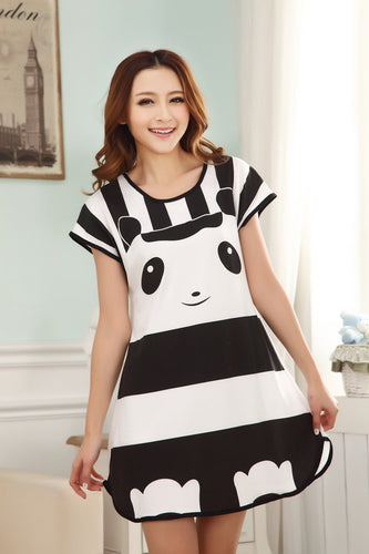 Cute Women Casual Cartoon Nightwear Sleepwear Short Sleeve Sleep Dress UBY