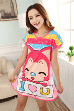 Cute Women Casual Cartoon Nightwear Sleepwear Short Sleeve Sleep Dress UBY