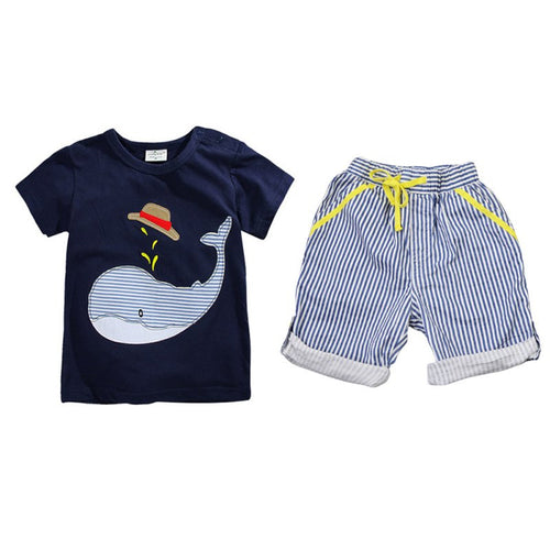 Dolphin Boys Children Clothing Set Baby Clothes Short-sleeve T-shirt Pant Kids Sport Suit SummerUBY