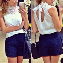 Dreamgirl Fashion women White lace blouse sleeveless backless blusas femininas camisas branca feminino feminine shirts festa LZH UBY