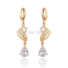 Elegant 18k Golden Plated Crystal Charm Jewelry Dangle Earrings for Women Ladies UBY