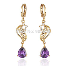 Elegant 18k Golden Plated Crystal Charm Jewelry Dangle Earrings for Women Ladies UBY