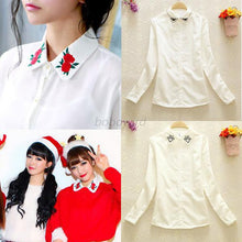 Elegant Women White Chiffon OL Casual Blouse Long Sleeve Shirt Tops Slim UBY