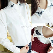 Elegant Women White Chiffon OL Casual Blouse Long Sleeve Shirt Tops Slim UBY