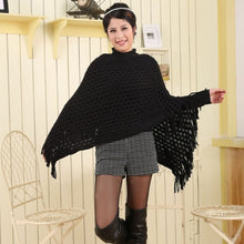Elegant Women's Loose Tassel Fringe Knit Poncho Cape Sweater Shawl Top Coat PY5 UBY