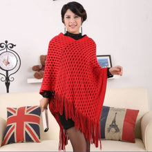Elegant Women's Loose Tassel Fringe Knit Poncho Cape Sweater Shawl Top Coat PY5 UBY