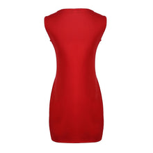 European Style Women Bandage Bodycon Slim Sleeveless Evening Party Pencil Push Up Red Zipper Dresses UBY