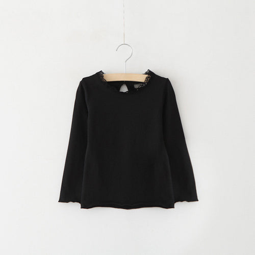 Fall Kid Girl Multicolor Lace Collar Long Sleeve Base shirt Cotton Pullover 2-7Y UBY