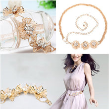 All-match Sweet Metal 3 and 5 Flowers Women Skirt Decorated Belly Chains Body Jewelry Chain UBY