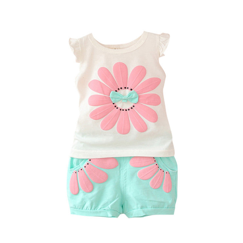 Toddler Baby Girls Clothing Set Sunflower Girls Clothes Sets Kids Casual Sport Suit Set UBY