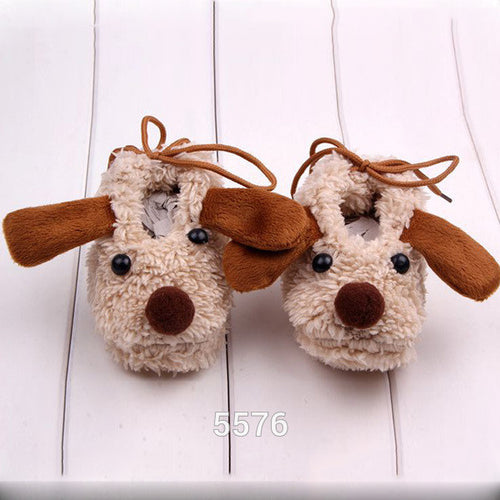 Cute Cartoon Animal Newborn Baby Anti-slip Slipper Fleece Shoes Socks Boots Prewalk Soft Bottom First Walkers ShoeD UBY