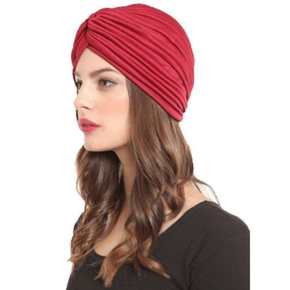 Indian Cap Pleated Headwrap Turban Stretchy Band Hats for Women Cloche Chemo Hijab Beanies  UBY