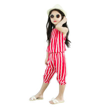 Kid Baby Girls Casual Jumpsuit Outfits Sets Baby Girls Striped VestCrop Pants Clothes Suits UBY