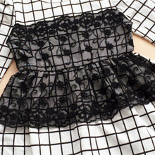 Kids Baby Girls Dress Long Sleeve One Piece Dresses Lace Plaids Checks 2-6Y Costume UBY