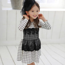Kids Baby Girls Dress Long Sleeve One Piece Dresses Lace Plaids Checks 2-6Y Costume UBY