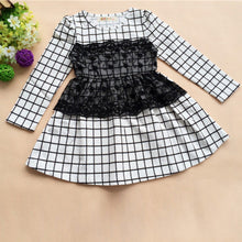 Kids Baby Girls Dress Long Sleeve One Piece Dresses Lace Plaids Checks 2-6Y Costume UBY