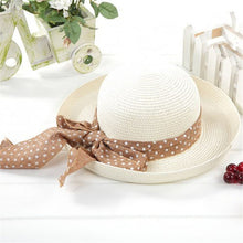 Korea Women Big Bowknot Straw Hat Travel Panama Cap Beach Hat Fedora UV Hats UBY