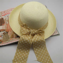 Korea Women Big Bowknot Straw Hat Travel Panama Cap Beach Hat Fedora UV Hats UBY