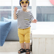 Korean Baby Clothes Kid Boy Striped Zip Casual T-shirt Short Sleeve T Shirt Tops 2-7 Y HT UBY