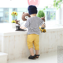 Korean Baby Clothes Kid Boy Striped Zip Casual T-shirt Short Sleeve T Shirt Tops 2-7 Y HT UBY
