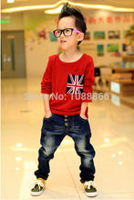 Korean Baby Kids Boy Girl Flag Pocket Casual T-shirt Tops Long Sleeve Shirt 2-7YFreeUBY